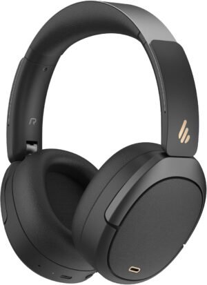 Edifier W80 Over Ear Headphones with -49dB Active Noise Cancelling, Black | LDAC Hi-Res Wired & Wireless, AI Clear Call, Fast Charging, Multipoint Connection, Bluetooth 5.4, Foldable Light Frame