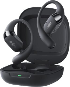 SHOKZ NEW OpenFit 2+ Open-Ear Headphones, Dolby Audio Enabled, Comfortable Earbuds with Soft Ear Hooks, 48H Playtime, IP55 Water-Resistant, USB-C Fast Charging, Wireless Charging, Carrying Bag, Black