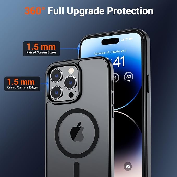SUPFINE Magnetic for iPhone 14 Pro Max Case Black | With Screen Protector, Translucent Matte, Compatible with MagSafe, Military Grade Drop Proof, Rugged Shockproof Protective Visit the SUPFINE Store - Image 4