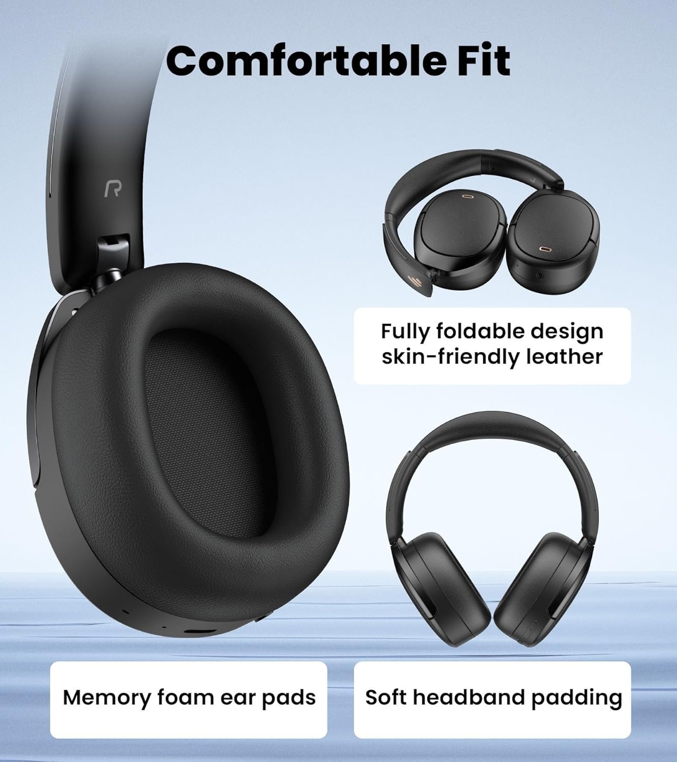 Edifier W80 Over Ear Headphones with -49dB Active Noise Cancelling, Black | LDAC Hi-Res Wired & Wireless, AI Clear Call, Fast Charging, Multipoint Connection, Bluetooth 5.4, Foldable Light Frame - Image 6