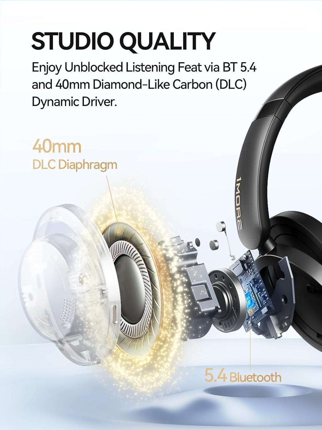 1MORE SonoFlow-Pro Noise Cancelling Headphones - HQ51 Over Ear Bluetooth Headphones with LDAC for Hi-Res Wireless Audio,100H Playtime,Bluetooth 5.4,QuietMax ANC, Comfortable Fit,Clear Calls - Image 3