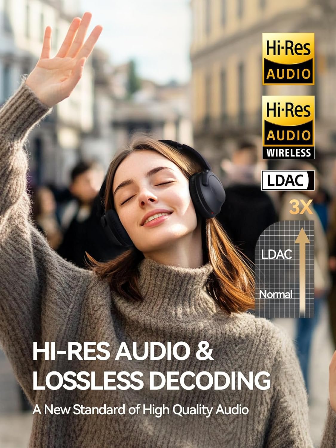 1MORE SonoFlow-Pro Noise Cancelling Headphones - HQ51 Over Ear Bluetooth Headphones with LDAC for Hi-Res Wireless Audio,100H Playtime,Bluetooth 5.4,QuietMax ANC, Comfortable Fit,Clear Calls - Image 4