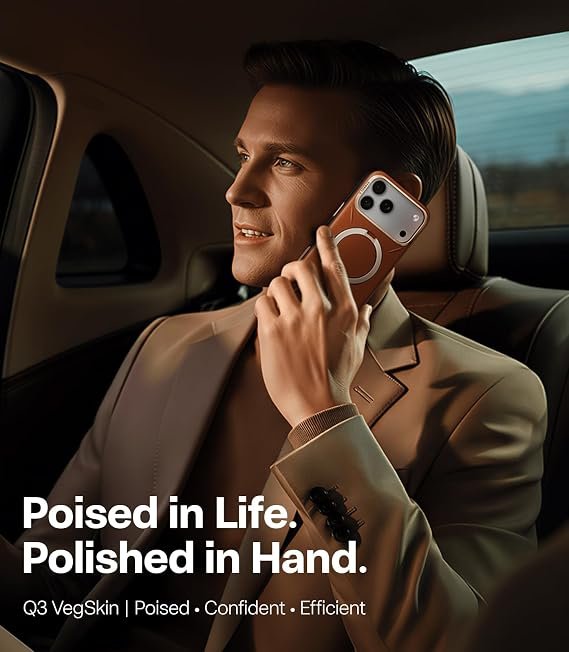 TORRAS Q3 VegSkin for iPhone 17 Pro Case Leather, 360 Magnetic Stand, Brown | Fit for Magsafe, Stain-Resistant Organic Silicone Leather, Camera Control, Shockproof Anti-Slip Phone Case for iPhone 17 Pro - Image 2