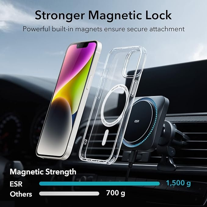 ESR for iPhone 14/13 Case for MagSafe, Anti-Yellowing, Clear | Ultra Slim, 3X Military-Grade Drop Protection, Magnetic Phone Case, Impact Absorbing, Resists Scratches - Image 3