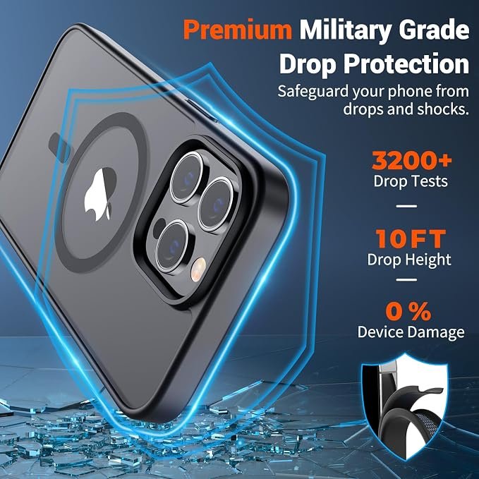 SUPFINE Magnetic for iPhone 14 Pro Max Case Black | With Screen Protector, Translucent Matte, Compatible with MagSafe, Military Grade Drop Proof, Rugged Shockproof Protective Visit the SUPFINE Store - Image 5
