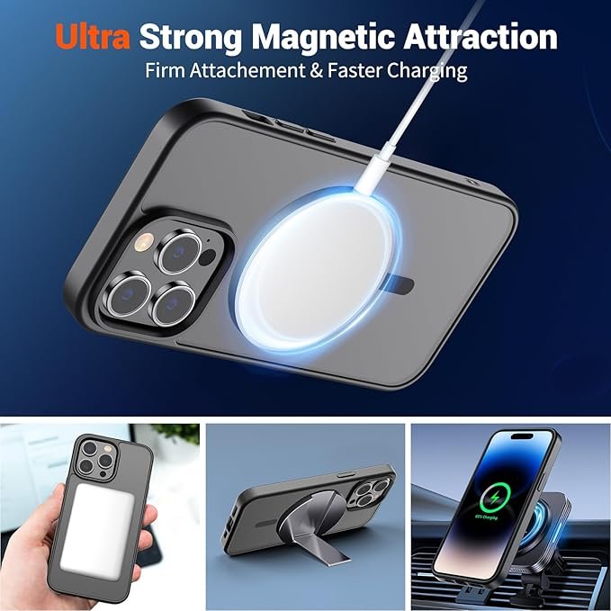 SUPFINE Magnetic for iPhone 14 Pro Max Case Black | With Screen Protector, Translucent Matte, Compatible with MagSafe, Military Grade Drop Proof, Rugged Shockproof Protective Visit the SUPFINE Store - Image 3