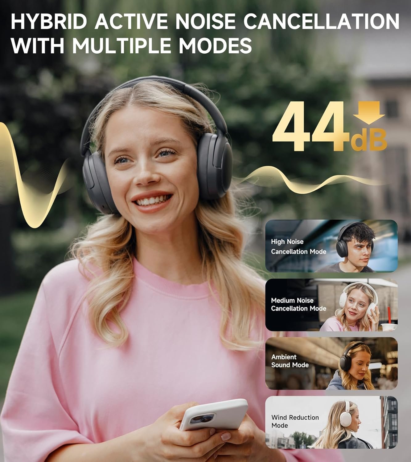 Edifier W800BT Pro Hybrid Active Noise Cancelling Over Ear Headphone, Gray | Bluetooth 5.4, Hi-Res Audio, AI Call Noise Cancellation, 45H Playtime, Fast Charging, Foldable, Wireless Over-Ear Headphones - Image 3
