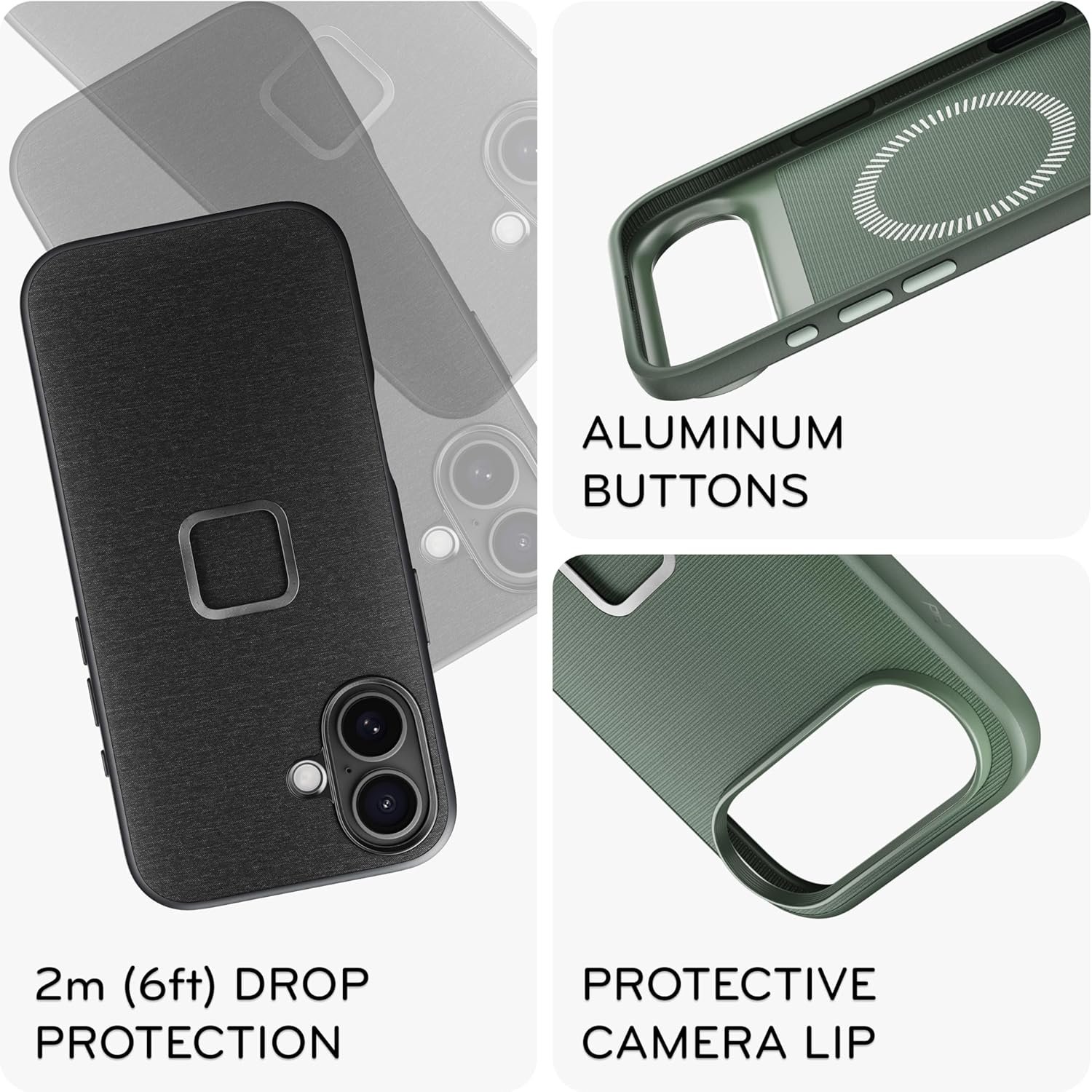 Mobile Everyday Phone Case for iPhone 17, Sage, Slim Profile, Drop Protection, WeathPeak Design Moerproof Fabric Shell, SlimLink Connects to Mobile Mounts & Gear - Image 4